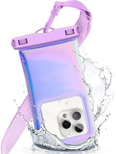 Foweroty Floating Waterproof Phone Pouch, Soap Bubble Waterproof Case with Crossbody Lanyard for iPhone 15 14 13 Pro Max, IP68 Cellphone Dry Bag Beach Cruise Ship Essentials, 1 Pack-Iridescent-7″