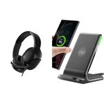 Turtle Beach Recon 200 Gen 2 Amplified Gaming Headset - PS4, PS5, Xbox Series X|S One & INIU Wireless Charger, 15W Fast Wireless Charging Stand Qi Certified Sleep-friendly Adaptive Light