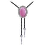 Jeilwiy Bolo Tie for Men Western Cowboy Tie Necklace Gold Bolo Tie Leather Necktie Halloween Tie Accessories for Women Boy, Jbn037-pink