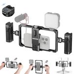 NEEWER Universal Phone Cage Video Rig with Bluetooth Shutter Release Side Handle Comfortable Grips Mobile Phone Stabiliser for Video, Phone Cage Compatible with iPhone 15 Pro Max 15 Pro Galaxy S24