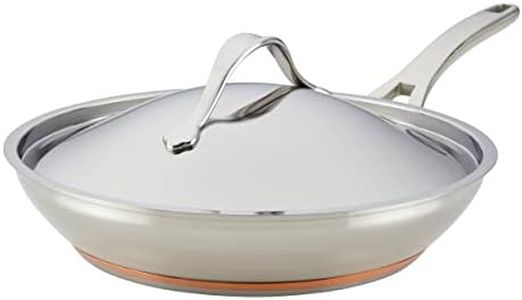 Anolon 77711 Nouvelle Copper Covered French Skillet, 12", Stainless Steel