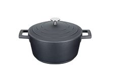 MasterClass Small Casserole Dish with Lid 2.5L/20 cm, Lightweight Cast Aluminium, Induction Hob and Oven Safe, Black