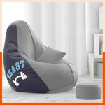 Pi Bean Bags with Beans Filled 5XL VibeBoost Premium Bean Bag with Free Cushion and Footrest - Official : GymFit Frenzy Combo (Matching Color : Regular, Beast - Light-Grey Black)