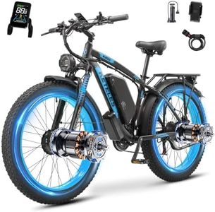 Dual Motor Electric Mountain Bike for Adults, 52V 32AH Up to 160KM Long Range E Bike, Dual Hydraulic Brakes, 26" Fat Tire 21-Speed Electric Bicycle for Off-Road, Commute, Cargo (Black and Blue)