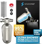 SparkPod Ultra Shower Filter- Shower Head Water Filter & Cartridge- 150 Stage Equivalent, Removes Up to 95% of Chlorine, Heavy Metals for Soft Hair & Skin (Elegant Brushed Nickel, V2 Improved Design)