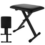 ASelected Keyboard Stool Piano Bench X-Style Padded Folding Piano Bench Adjustable Height With High-Density Sponges Non-Skid Design(Black)