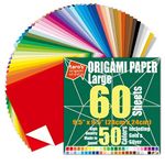 [Large 9.5 inch Made in Japan] Taro's Origami Studio Premium Japanese Origami Paper (9.5 inch, 60 Sheets, Single Side 50 Colors Including Gold and Silver)