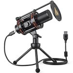 MAONO AU-PM471TS Condenser USB Microphone for PC, with Metal Pop Filter, Tripod, Gain Knob & 0-Latency Monitoring for YouTube, Podcasting, Streaming