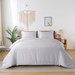 bienDo Bamboo Duvet Cover Set, Super King Size, Light Grey, Silky, Soft, All Season Bed Quilt Cover, 400TC-Luxury Hotel Quality, Warm in Winter and Cool in Summer