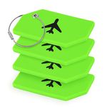 Flintronic 4 PCS Luggage Tags, Silicone Baggage Labels, Suitcase ID Tag Set, Handbag Tag Labels Travel Accessories for Checked Luggage, Hand Luggage and Handbags - Green