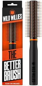 Wild Willies Round Beard Brush, The Better Brush - Round Bristle Beard Hair Brush for Men, Heat-Resistant Curling Comb for Blow Drying - Premium Grooming Tool for Styling Hair or Beard, All Hair Types