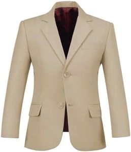 Qisuma Jacket for Teenage Boy Slim Fit School Formal Coats Champagne Size 16 Casual Wedding School Prom Party Suit Jacket