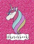 Sketchbook: Cute Unicorn On Pink Gl