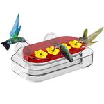 Redboat Window Hummingbird Feeder, Strong Suction Cup Hummingbird Feeder with 4 Feeding Ports, Easy to Clean and Refill Plastic Humming Bird Feeder, 1 Pack, 10oz