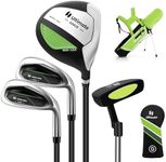 Goplus Junior Complete Golf Club Set for Kids, Right Hand Golf Clubs with Stand Bag, Rain Hood, Golf Practice Set for Ages 5-7,8-10,11-13 Boys Girls (Green, Ages 8-10, 4PCS)