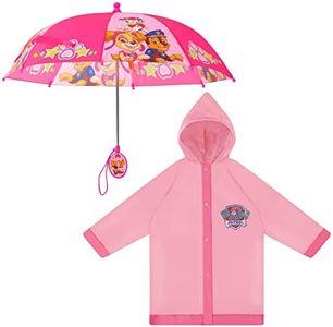 Nickelodeon Girl Nickelodeon Kids Slicker, Paw Patrol Toddler Little Girl Rain Wear Set, for Ages 2- Umbrella and Slicker, Light Pink, 4-5T US