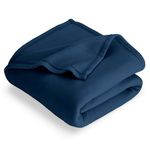 Bare Home Polar Fleece Blanket - Throw Blanket - Dark Blue - Warm & Cozy - Premium Fleece Blanket - Blanket for Bed, Sofa, Camping, Travel and Cold Nights - Lightweight Blanket (Throw, Dark Blue)