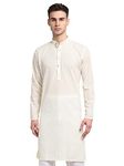 Jompers Men Cream & White Self Design Kurta (Cream, S)