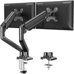 ELIVED Dual Monitor Arm Adjustable Gas Powered Ergonomic PC Monitor Stand for Most 13-32 Inch Monitors with VESA 75x75/100x100, with C-Clamp and Grommet Base, Gas Spring Monitor Arm EV005