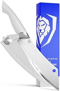 DALSTRONG - Chef & Cleaver Hybrid Knife - 8" - "The Crixus" - Frost Fire Series - High Chromium 10CR15MOV Stainless Steel - Frosted Sandblast Finish - White Honeycomb Handle - Leather Sheath - NSF Certified