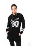 Icer Brands NFL Oakland Raiders Women's Tunic Pullover Hoodie Sweatshirt,Black,Small