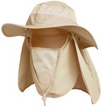 Ddyoutdoor™ 07-281 Fashion Summer Outdoor Sun Protection Fishing Cap Neck Face Flap Hat Wide Brim Khaki