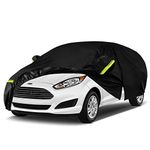 Full Car Cover for Ford Fiesta 2008-2022, Waterproof Breathable Large Car Cover With Side Door Zipper, Provide Sun Rain UV Dust All Weather Protection