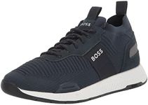 BOSS Men's Mesh Mix Running Sneakers, Sky Captain Navy, 7