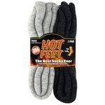 HOT FEET Thermal Socks for Men 2 Pack, Extreme Cold Boots Socks -Winter Insulated Socks, Cold Weather Size 6-12, 2 Pack, Solid Light Grey Heather/Solid Black