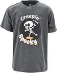 Boys Toddler Creepin' It Real Spooky Skeleton Funny Halloween Shirt (7Y, Gray)