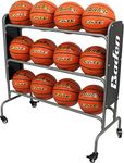 Baden Steel Basketball Rack with Wheels – 3-Tier Rolling Ball Racks for Garage with Wheel Locks, Sports Equipment Storage Basketball Holder for 12 Balls