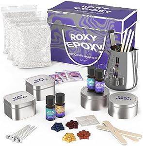 Roxy Epoxy DIY Candle Making Kit Silver - Complete Supplies Set to Make Your Own Candles - Includes 2lb Soy Wax, Candle Tins, Fragrances, Color Dyes, Melting Pot