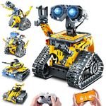 PLAXSOON 5 in 1 Robot Building Set, APP Remote Control Wall Robot Tank Car Dinosaur Model, 520 PCS Rechargeable RC Tech Building Block Toy Birthday Gift for Kids Boys Girls Ages 6 7 8 9 10 11 12+