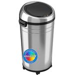 iTouchless 23 Gallon Commercial Size Touchless Trash Can with AbsorbX Odor Control System, 87 Liter Automatic Sensor Garbage Bin, Round Stainless Steel