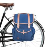 Sheyd Bags Convertible Double Pannier Backpack for Bicycles - Padded Laptop Pocket - Water-Resistant Canvas - Backpack Pannier Bike Bag for Rear Bike Rack - 17.3L - Ideal for Commuting