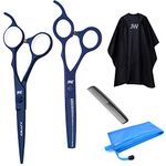 JW Professional Shears and Thinner CRX Series Combo, Cape, Comb & Case - Barber & Hair Cutting Scissors / Shears Stainless Steel