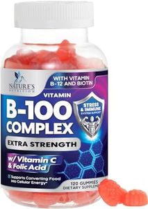 Super B Complex Gummies with Vitamin C & Folic Acid, Extra Strength Vitamin B Gummy Supplement with Niacin, B6, Folic Acid, B12, Biotin, Nature's Energy Immune Support Supplements - 120 Gummies