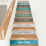 WALPLUS Peel and Stick Stair Riser Decals 15 Strips 39" x 7.1" Motivational Quotes Stair Stickers Stair Decals Stair Risers Covers Wallpaper for Stairs Easy Installation Home Decor