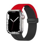 UniqTry Dual Color Silicone Magnetic Strap|Compatible Apple Watch Straps 38mm 40mm 41mm | Replacement Belt For Apple Watch Ultra Series 8/7/SE/6/5/4/3/2/1 - (Black-Red)