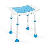 FSA/HSA Eligible Shower Stool 350lbs Bath Seat Chair, Tool-Free Assembly Height Adjustable Bath Bench with Padded Seat for Seniors, Elderly, Disabled, Handicap by Health Line Massage Products