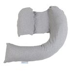 dreamgenii Pregnancy Support and Feeding Pillow, Support For Left Lateral Sleeping in Pregnancy and Beyond With Removable, Washable Cover - Grey Marl Cotton Jersey