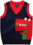 Happy Cherry Baby Boys Vest Thermal Warm Cotton Breathable Knit Sleeveless Sweater, Red, 3-4 Years