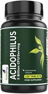 High Strength Lactobacillus Acidophilus 5bn CFU/Serving - 120 Tablets - Easy to Swallow and Vegan - Made in UK by NutriZing