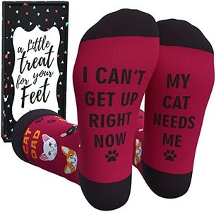 Cavertin Men's Programming Alien Sasquatch Cat Dad Dog Dad Music Fishing Socks with Gift Box, Cat Dad, One Size