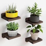 Craftsline Small Floating Shelves, 5X5 Inches Wall Shelf Set of 4, Rustic Wood Small Wall Mounted Shelves for Bedroom, Living Room, Kitchen, Bathroom Decor