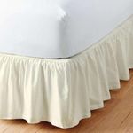 Sleepwell Ivory Solid, King Size Ruffled Bed Skirt 12 Inch Drop Split Corner,100 Percent Pure Egyptian Cotton 400 Thread Count, Wrinkle & Fade Resistant