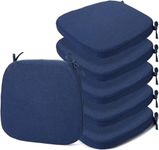 GIANTEX Chair Cushions Set of 6 for Dining Chairs Memory Foam Chair Pads with Ties for Kitchen Bedroom Living Room & Dining Chairs (17x16.5x2 Inches, Blue)