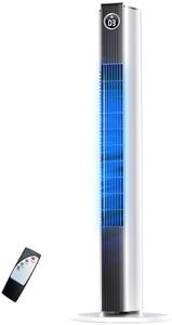 AUSELECT Tower Fan for Bedroom, Oscillating Pedestal Fans with Remote, Portable Electric Bladeless Tower Fans with 3 Fan Speed, 3 Wind Modes & 12H Timer, Quiet Standing Fan for Indoor Room Home Office