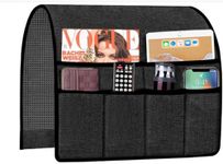 Armrest Caddy Organizer Storage Holder for Couch Sofa Armchair Fit Magazine, Reading Glasses, Books, TV Remote Control, Cell Phone, iPad, 19x35 Inches, Black