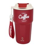 House of Quirk 420ML Stainless Steel Coffeemate Insulated Tumbler, Double Vacuum Insulated Travel Coffee Mug 100% Leak Proof with Lid Hot and Cold (Cherry)